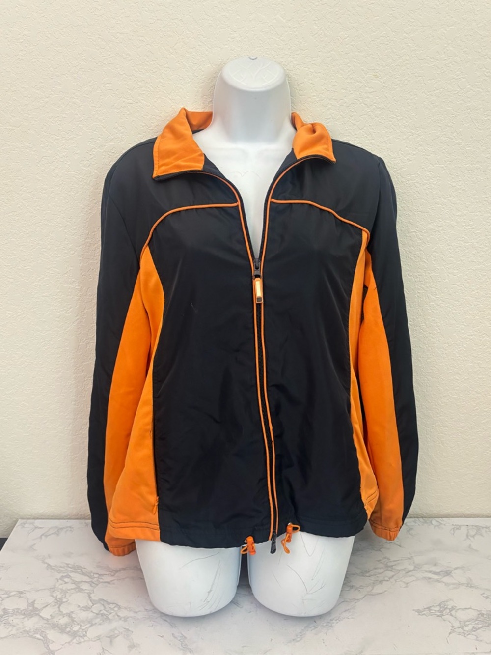 Activ-ology Womens M Blue Orange Full Zip Windbreaker Track Jacket Colorblock - Picture 1 of 6